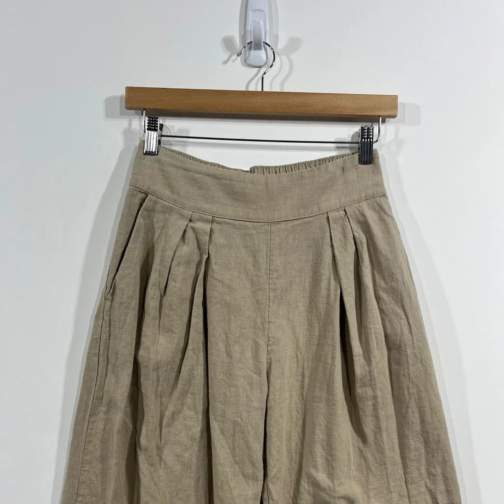 Abercrombie Fitch Linen Blend Wide Leg Coastal Pants Womens XS Old Money Resort - Picture 4 of 14